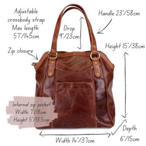 Large Brown Leather Tote - Picture 4 of 9